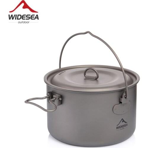 Widesea Camping Tableware Titanium Cookware set tourism cauldron Outdoor Cooking Pot Picnic Kitchen Hiking Trekking