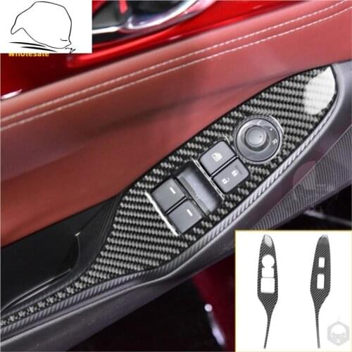Carbon Fiber Door Armrest Switch Window Lift Button Glass Lifting Panel Sticker For Mazda MX-5 ND Miata 2016+ MX5 Roadster