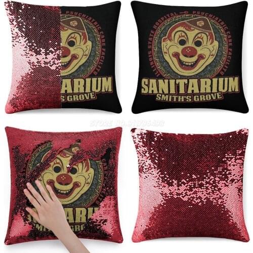 The Smiths Grove Sanitarium Sequin Pillowcase Cafe Home Decor Color Changing Pillowcase Clown Sanitarium Michael Myers Hallowee