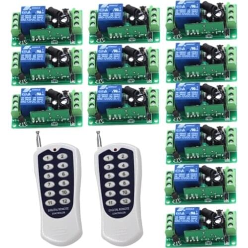 New DC9V 12V 24V 10A Relay 1CH Wireless RF Remote Control Switch 12CH Transmitter Receiver 315MHz 433Mhz Remote Controller