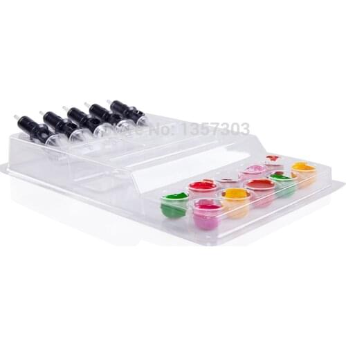 Tattoo Pigment Cup Disposable Perforated Plastic Eyelash Extension Glue Holder Wells Adhesive Tray