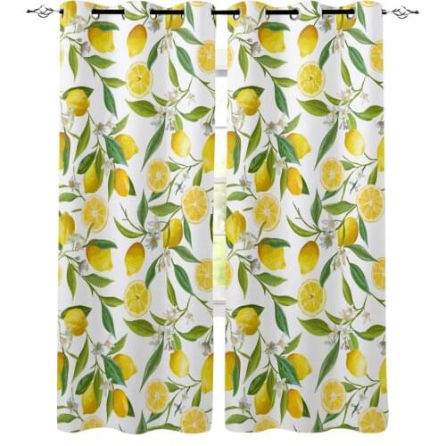 Fruit Lemon Yellow White Blackout Curtains For Living Room Bedroom Window Treatment Blinds Drapes Kitchen Curtains