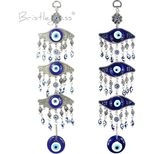 BRISTLEGRASS Turkish Blue Evil Eye Flower Car Wall Hanging Pendants Pendulum Amulets Lucky Charms Blessing Protection Home Decor