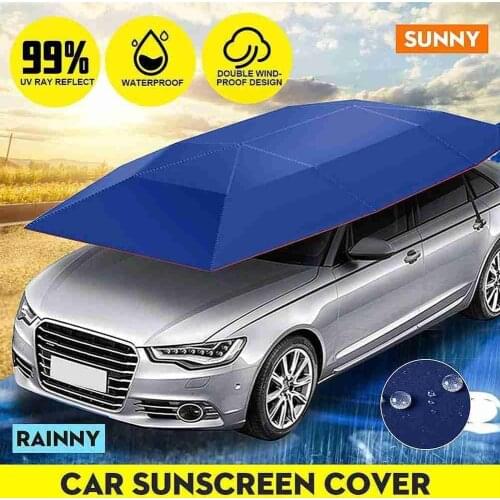 Semi Automatic Car Sunshade Umbrella Car Cover Roof Anti-UV Protection Waterproof Outdoor Car Cover Umbrella With BRACKET