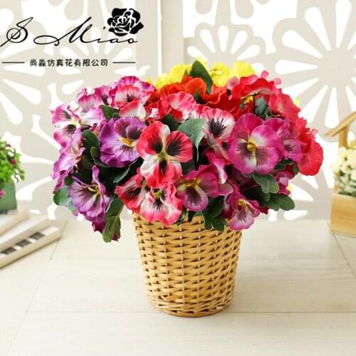 Festival Home Room Wedding Decoration Simulation Pansy Flower Floral Decor Artificial Plant Bunch Silk Bouquet 4pc/lot