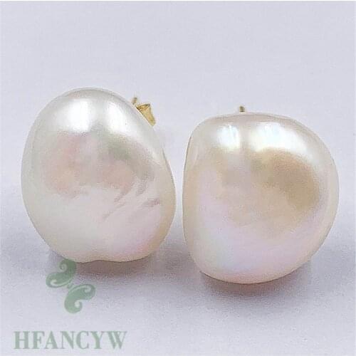 Freshwater pearls Baroque pearls Earring 18k Ear Stud Natural Dangle Flawless Fashion Jewelry Irregular AAA Wedding