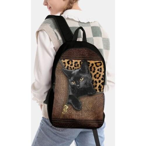 Womens Mens Polyester Shoulder Bag 3D Cat Patchwork Pattern Backpack School Bag Laptop Storage Outbound Travel Gifts New