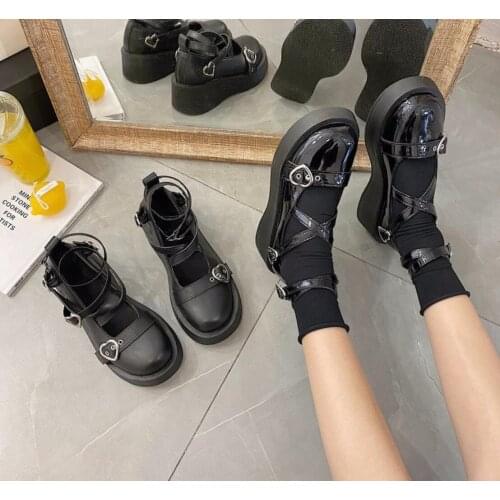 Luxury Designer women shoes loli sweet lolita shoes platform round head thick heel cross bandage Female kawaii cosplay Mary Jane
