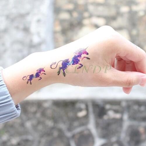 Waterproof Temporary Tattoo Sticker Unicorn Horse Fake Tatto Flash Tatoo Tatouage Neck Wrist Hand Foot For Girl Men Women
