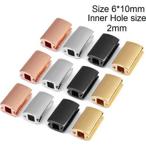 Xinyao 2Pcs/lot Size 6*10mm Metal Copper Square Beads With 2mm Hole Gold Rose Gold Color Charm Spacer Beads For Jewelry Making