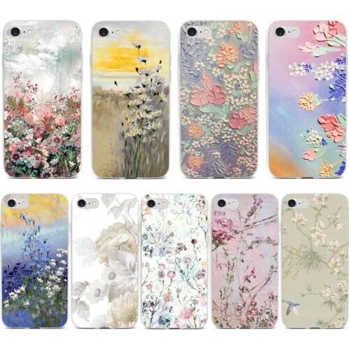 XSPING Vintage paint flowers Phone Case For iPhone 12 Mini 11 Pro XS Max X XR 7 8 Plus