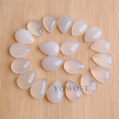 YOWOST Free Shipping Natural White Agates Gem Stone Teardrop Cabochon CAB No Hole Jewelry 13x18x6MM 20pcs/lot QU3040