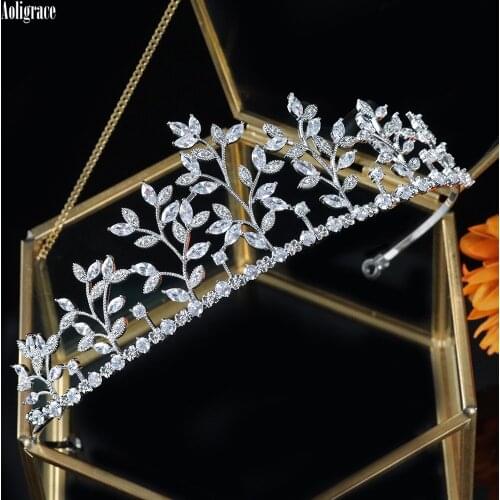 Women Full Cubic Zirconia Wedding CZ Zircon Tiaras Bridal Pageant Queen Crowns Birthday Sweet 16 Headband Hair Accessories