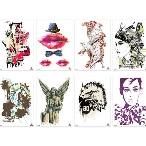 1 Sheet Waterproof Tattoo Sticker Statue of Liberty and Eagle Animal Pattern Women Girl Body Art Temporary Tattoo Removable