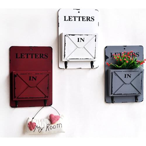1Pc Wall Mounted Garden Mailboxes With Hanging Hole, Outdoor Letter Post Box Newspaper Mailbox Home Bar Ornaments Decoration