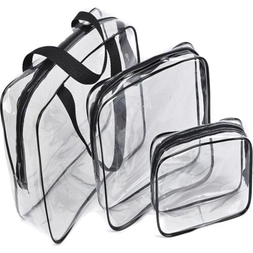 1Pc Cosmetic Bag Makeup Organizer Case S/M/L Sizes Environmental Protection PVC Transparent Women Travel Make Up Toiletry Bags