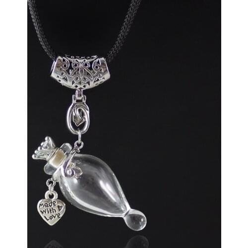 1PC Clear Water Drop Perfume Bottle Necklaces Make with Love Charm Wishing Ball Pendants Women Gift