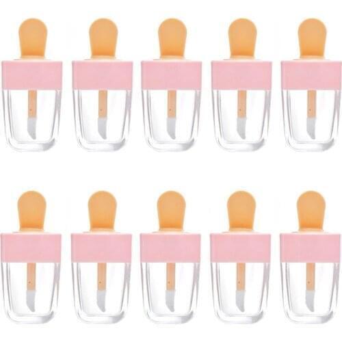 10pcs 8ml Lip Gloss Bottles Lip Glaze Tube Empty Pink Ice Cream Lipgloss Tube Packaging Material Makeup Diy Lip Glaze