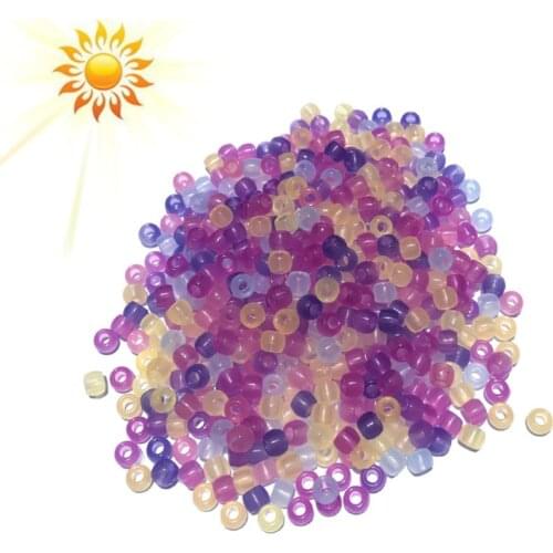 1000Pcs UV Beads Color Change UV Reactive Plastic Pony Beads Glow in Dark Beads Jewelry Making Accessories