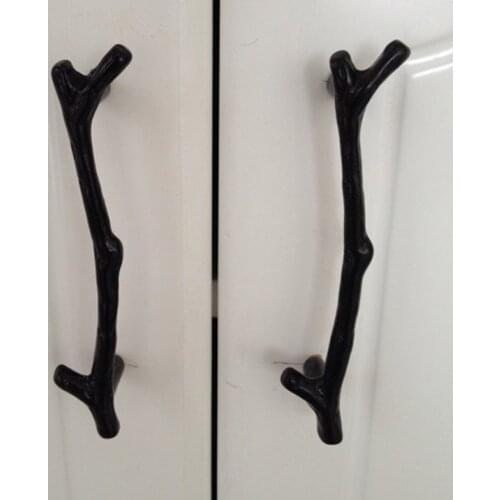 2PCS 96mm Retro Black twig cupboard door handle, kitchen cabinets pulls, Tree branch drawer Dresser pulls closet knobs