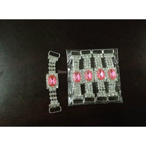 20 Pieces Bright Pink Wedding Bridal Decoration Rhinestone Connector