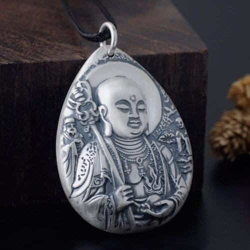 2020 Men Women Silver Pendant 100% Sterling Silver Pure Silver Sterling S999 Silver Jewelry Buddha Mythical Religious Pendant