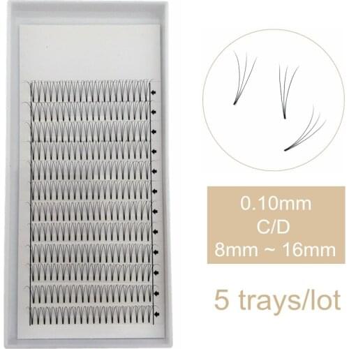 3D Premade Fans Eyelashes Short Stem 5 Trays/set D 0.10mm Russian Volume Lashes Extensions 9mm-14mm Eyelash