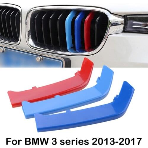 3D Sport M Style Color Front Kidney Grills 8 Bars Grille Cover Clip Trim For BMW 3 Series F30 F31 2013-2017