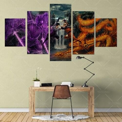 5 Pieces Nrut Saske Anime Posters Wall Art Decor Comic Character Picture Decorative Painting for Wall Printing Canvas