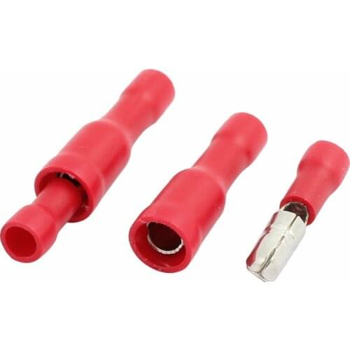 50pcs Red Male Female Bullet Insulated Connector Crimp Terminals Wiring Cable Plug FRD1.25-156 FRD1-156 MPD1.25-156 MPD1-156
