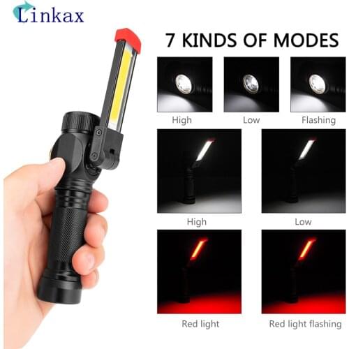 7 Modes COB LED Work Light Inspection Lamp Hand Torch USB Rechargeable Camping Tent Lantern With Magnet Light
