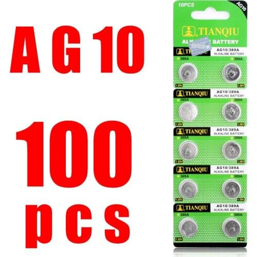 YCDC 100x LR1130 AG10 V10GA Cell Battery Watch Button Coin 189 389 LR54 Batteries Wholesale 1.55V Alkaline Battery Single Use
