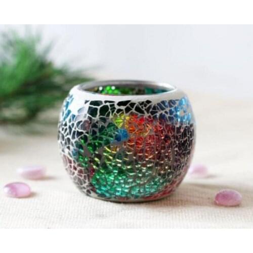 Glitter Patch Mosaic Votive Candle Tealight Holder Candelabra Wedding Home Decor