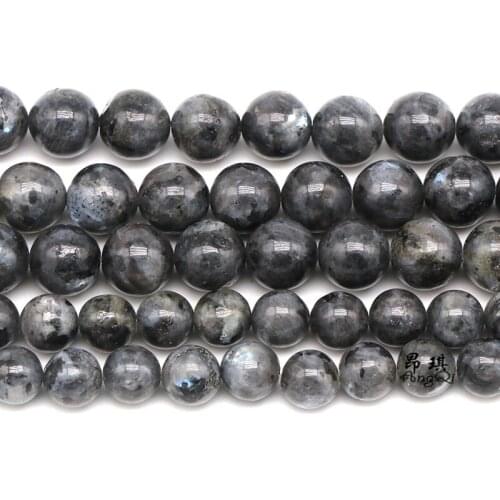 AAA+ Black Flash Natural Round Stone Beadst For Jewelry Making DIY Charm Bracelet Necklace 4-12mm Pick Size 15inches Strand