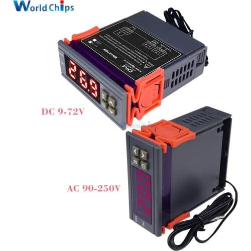 MH1210W AC 90-250V/DC 9V-72V 10A Digital Temperature Thermostat Regulator Controller Heating Cooling Control NTC Sensor 24V 48V