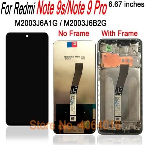 6.67" 1080*2400 Display For Xiaomi Redmi Note 9s M2003J6A1G LCD Touch Screen Replacement Frame For Redmi Note 9 Pro M2003J6B2G