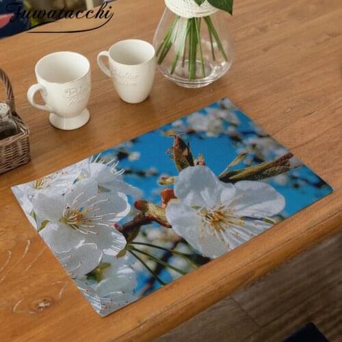 Fuwatacchi Tulip Cotton Linen Placemats For Dining Table Kitchen Accessories Sunflower Tableware Pads Home Decorative Mats 2019