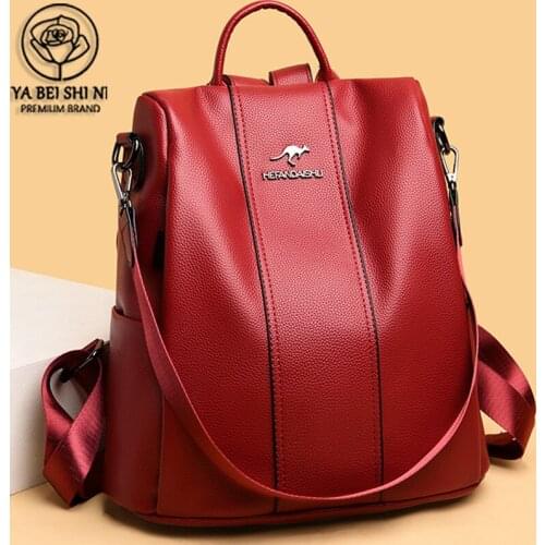 Leather Designer Backpacks Female Casual School Bags for Teenage Girls Ladies Travel Bagpack High Quality Back Pack 2021 New