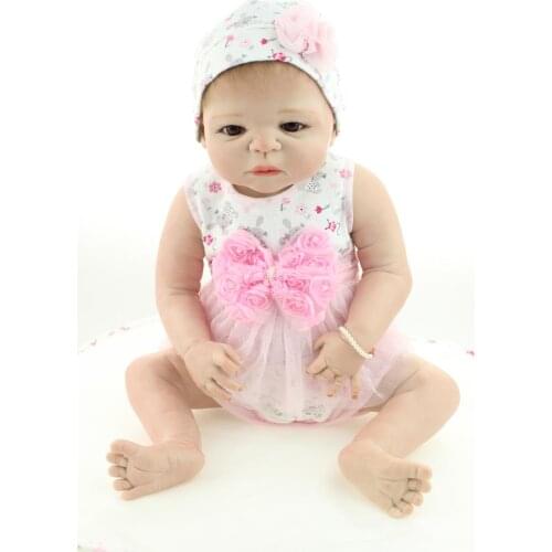 Reborn full silicone dolls 23" victoria girl bebes reborn bonecas can bathe child toy dolls gift oyuncak bebek