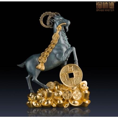 Copper master "lucky sheep" copper (gold) Home Furnishing crafts decorative ornaments of gold foil affixed to the living room