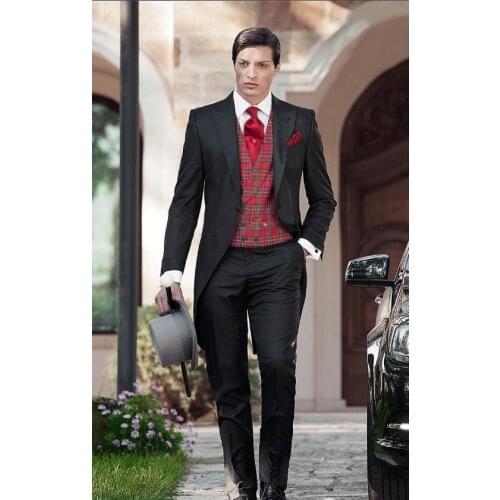 Fashionable Mens Suits Groomsmen Groom Tuxedos Wedding Best Man Suit Bridegroom (Jacket+Pants+Vest+Tie) NO:79