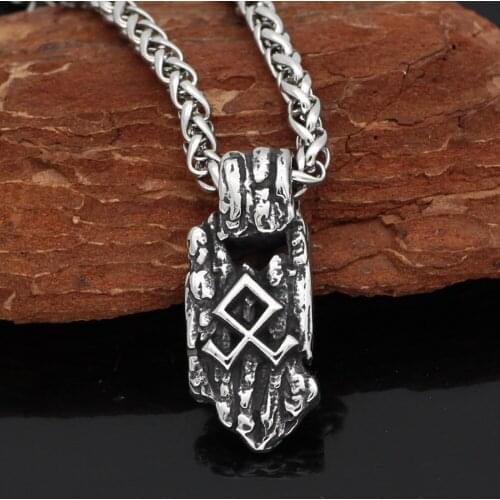 Stainless steel Nordic Viking Amulet odin symbol Rune Necklace with valknut gift bag