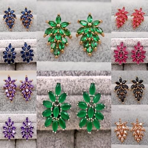 New Trendy Stud Earrings for Women Gold plated Red Black Earring Waterdrop Zircon Trendy Jewelry Party Wedding Anniversary Gift