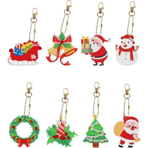 New Diamond Painting Keychain Set Christmas Tree Ornaments Backpack Pendant Children Gift Diamond Embroidery