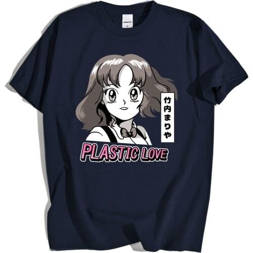 Plastic Love Manga Prints Male Clothing Loose Fashion Loose Creativity Tshirt Pattern Casual Summer Tee Clothes Breathable New