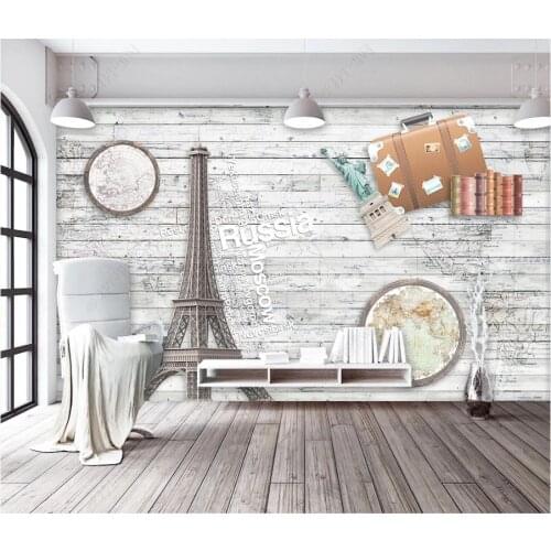 Custom photo wallpaper for walls 3 d mural Tower World Map Retro Mediterranean Background wall papers for living room decor