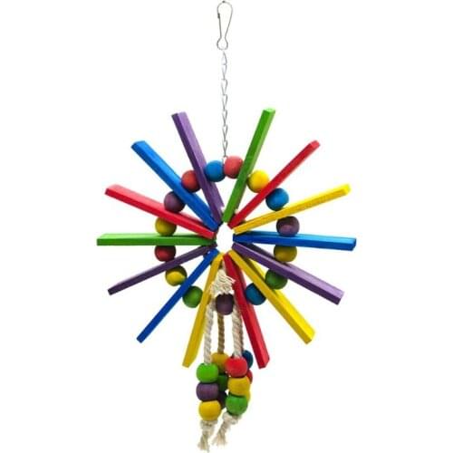Parrot Toys with Color Wood F*erris Wheel,Pet Bird Cage Accessories