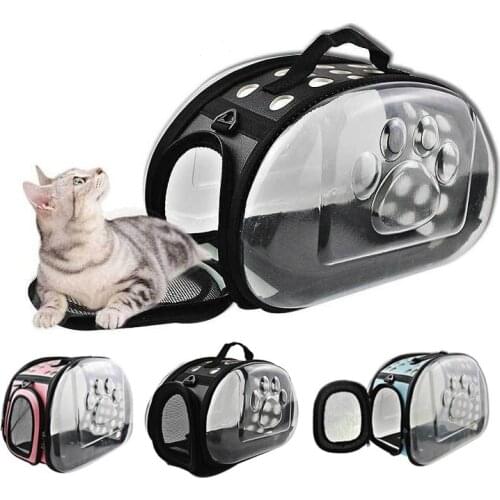Transparent Pet Carrier Travel Bag Foldable Pet Portable Carry Handbag with Breathable Holes Bag for Small Dogs and Cats