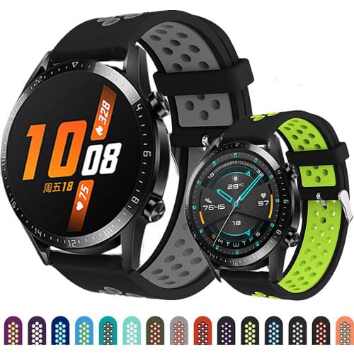 22MM Silicone Strap For Huawei Watch GT/GT2 46MM Honor Magic 2 Smart Band Bracelet Straps For TicWatch Pro 2020 Wristband Correa