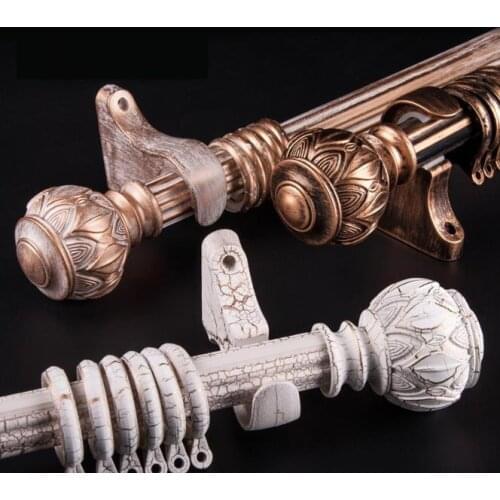 Luxurious European curtain rod Roman pole thick aluminum curtain track single pole double pole curtain accessories